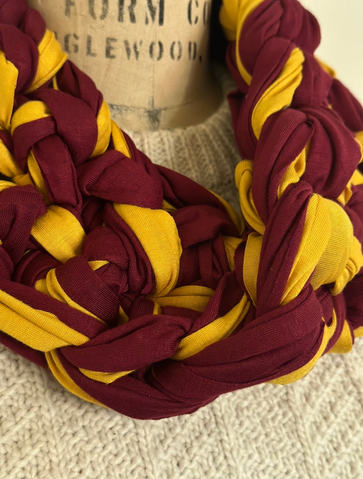 Burgundy and gold butter soft scarf, Gryffindor scarf, Commanders scarf
