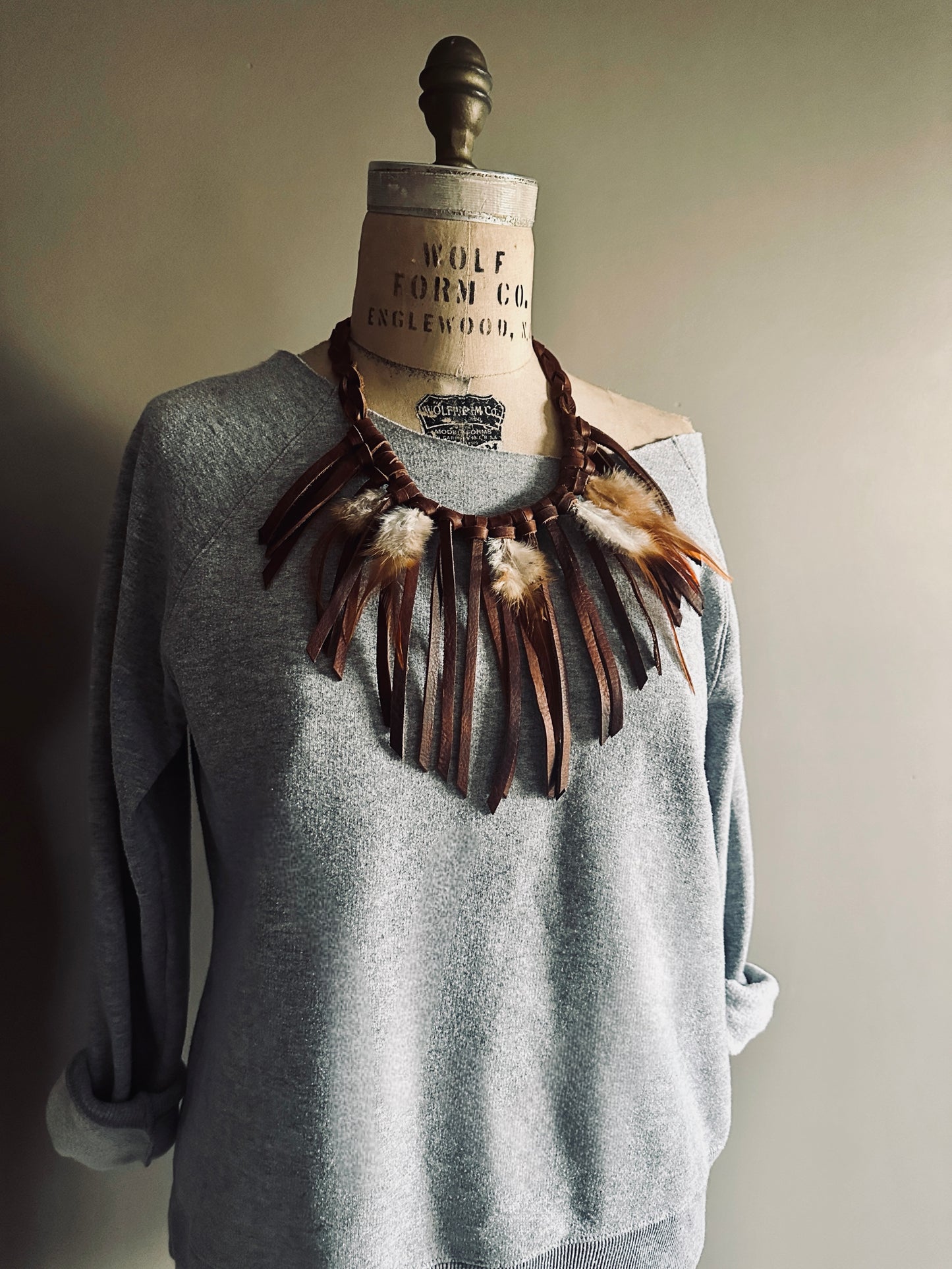 Leather fringe neck piece