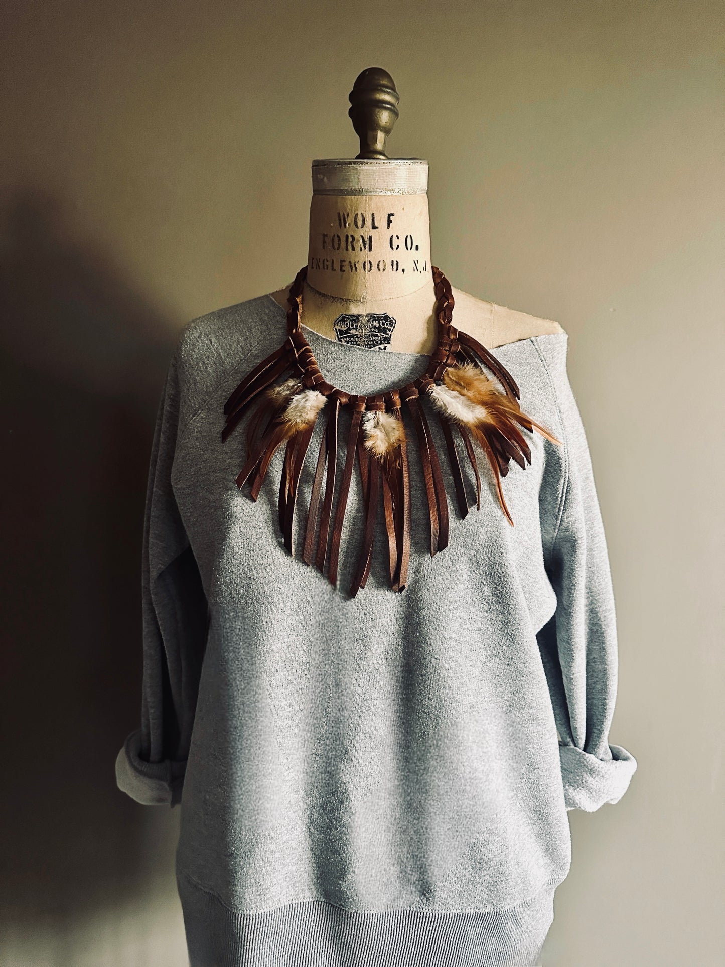 Leather fringe neck piece