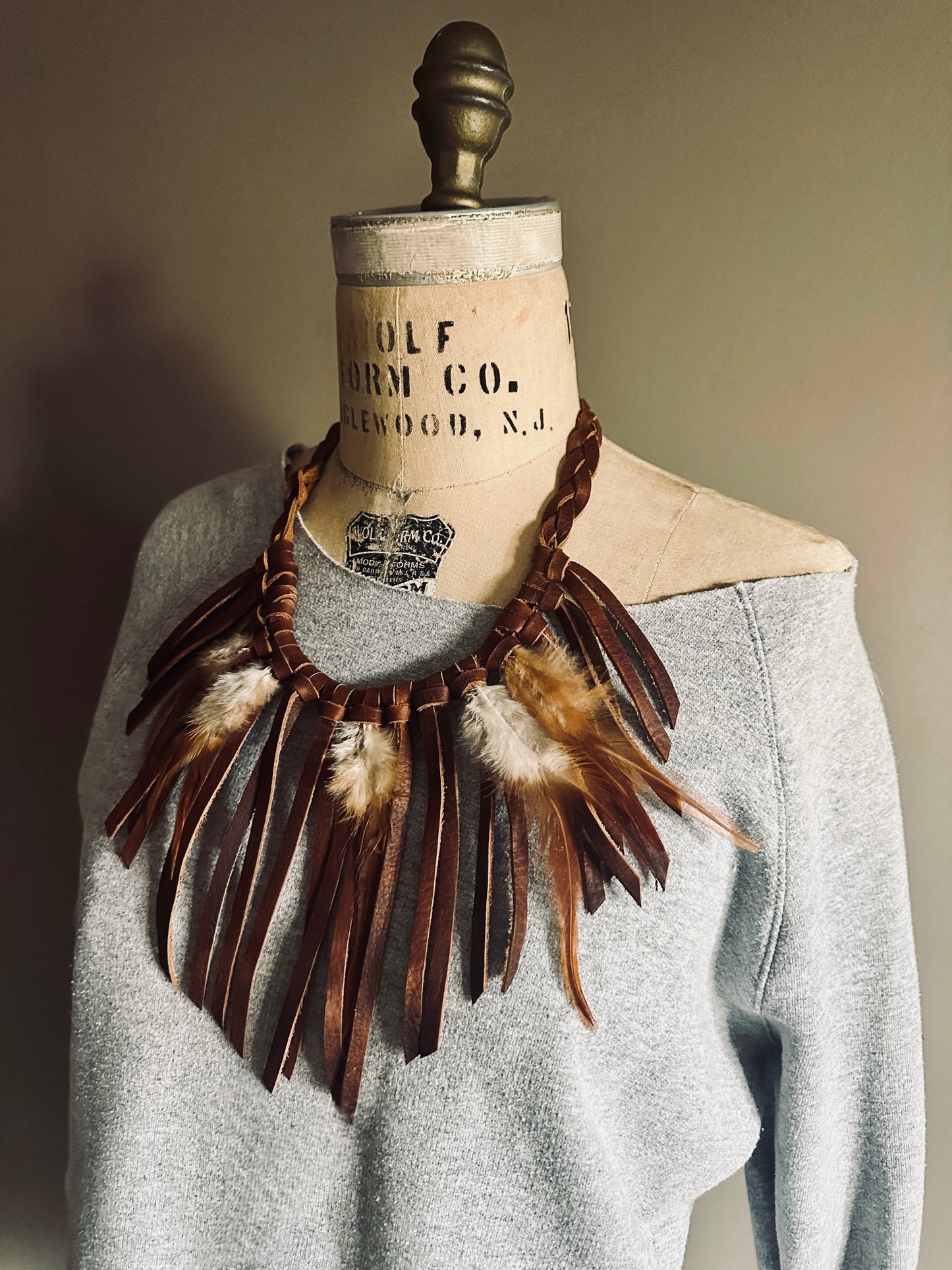 Leather fringe neck piece