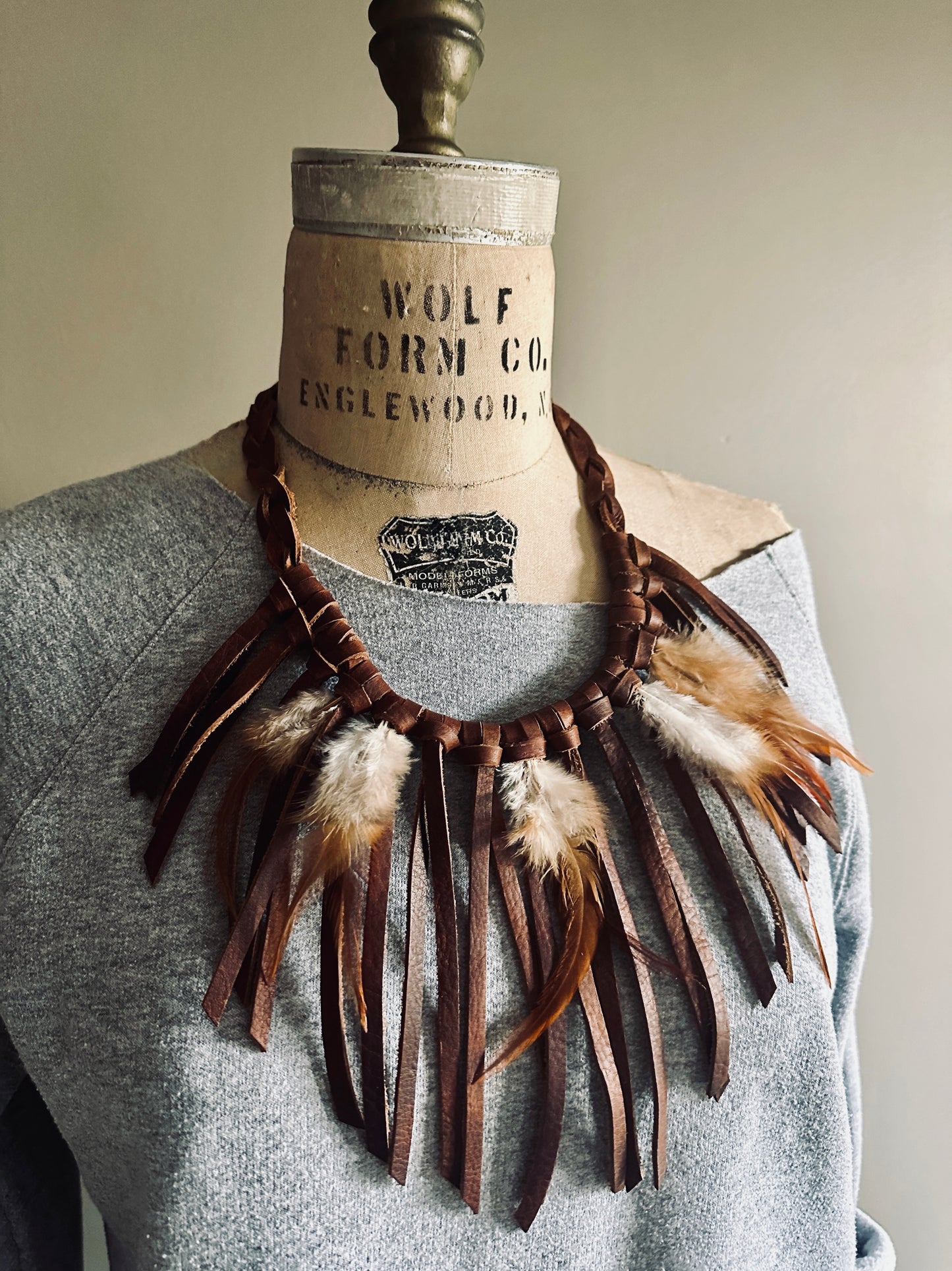 Leather fringe neck piece