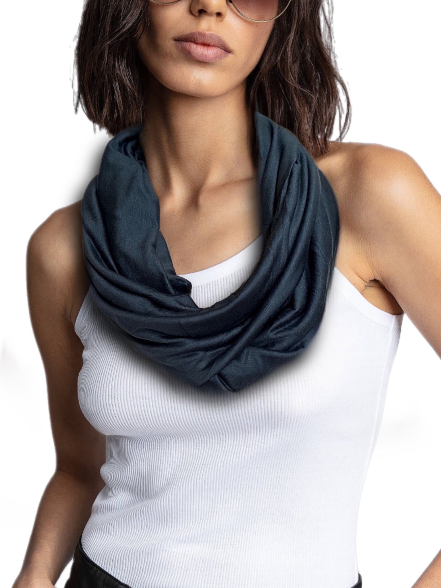 Teal Blue Jersey Knit Infinity Scarf