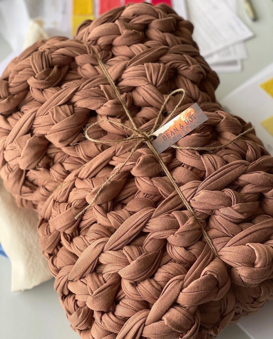 Beige/Browns Collection Cooling Weighted Blankets Made to Order, beige weighted blanket, neutral colored weighted blanket, chunky knit blanket