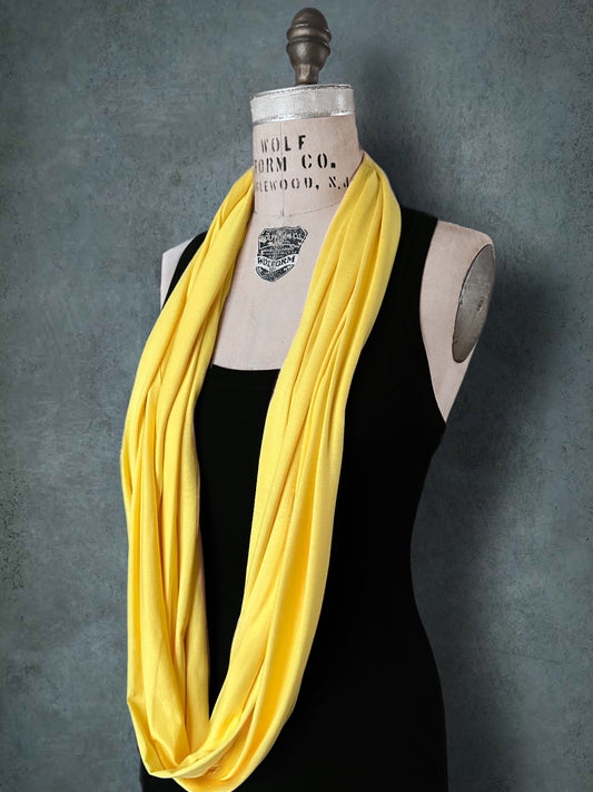 Bright Yellow Jersey Knit Infinity Scarf